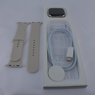 Apple Watch Series 7 GPS + Cellular, Stainless Steel Case and Sport Band, 45mm (Starlight)